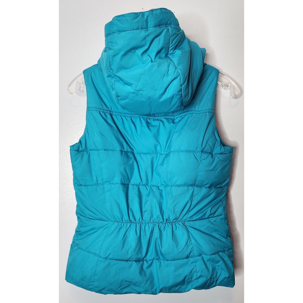 Hollister Puffer‎ Vest Teal Hermosa Logo Hooded Women's XS Lightweight Fleece - Picture 5 of 9